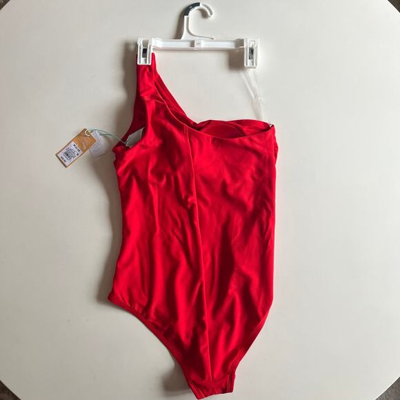 KONA SOL NWT One Piece Swimsuit, Medium, Red One Shoulder - Picture 5 of 9